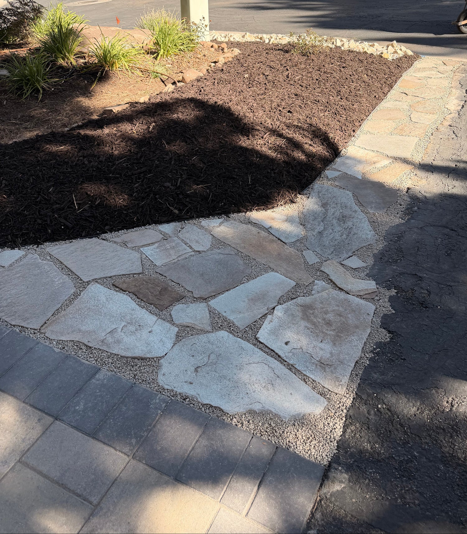 Natural stone walkway and hardscaping improvement for a Park City outdoor space.